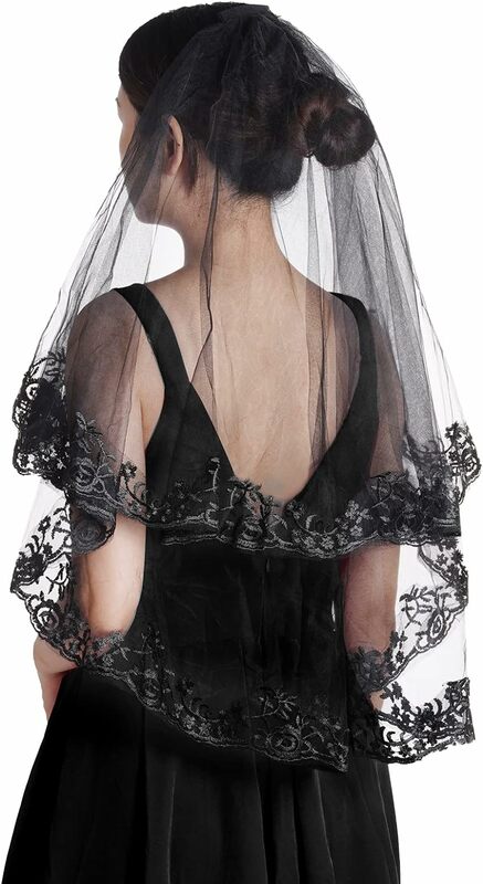 Black Lace Bridal Wedding Veils Halloween for Women Girls Brides Wedding Bridal Shower