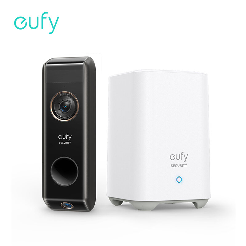 Видеодомофон eufy с двойной камерой (на батарейках), с поддержкой HomeBase, 2K, беспроводной дверной звонок, камера с двойным обпосылка жением движения