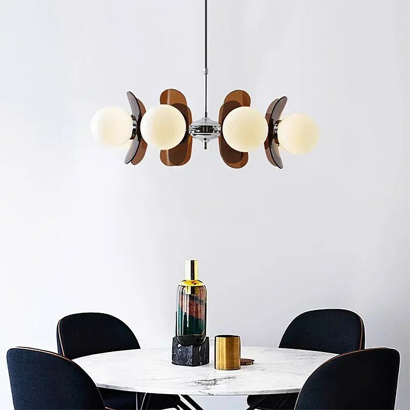 Lámpara colgante de frijoles acrílicos antiguos, candelabros de estilo nórdico medio, sala de estar, comedor, estudio, restaurante, dormitorio de niños, Bauhaus