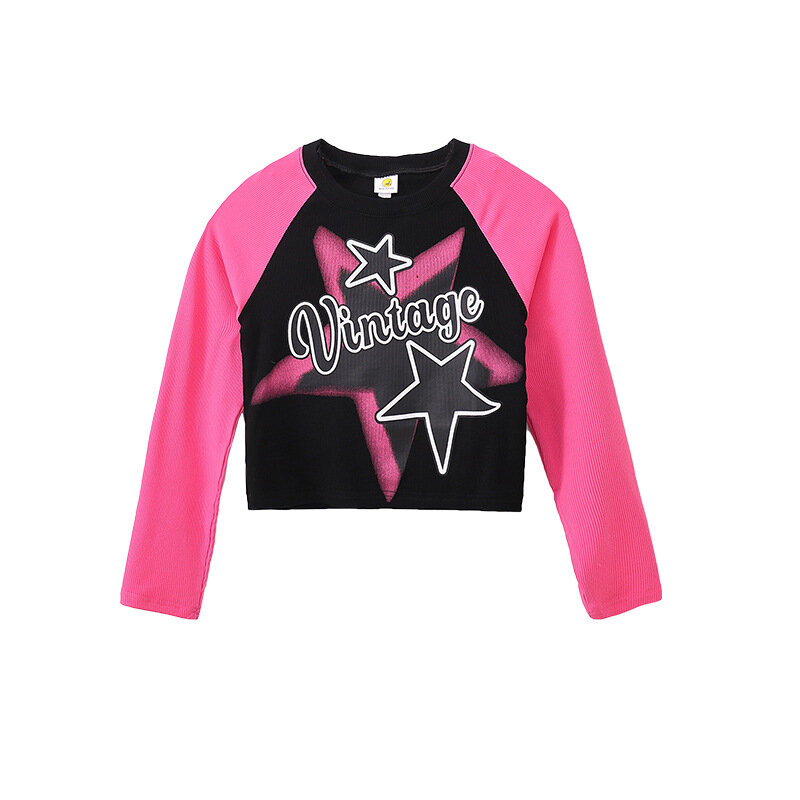 Celana kaus Crop Hip Hop anak perempuan Ballroom set pakaian manis Jogger tari jalanan anak-anak kostum panggung Jazz