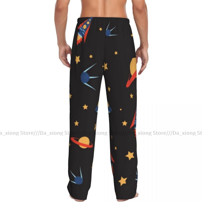 Pijama informal para hombre, pantalón largo con cintura elástica holgado, patrón espacial, ropa de dormir acogedora, pantalones de salón para el hogar