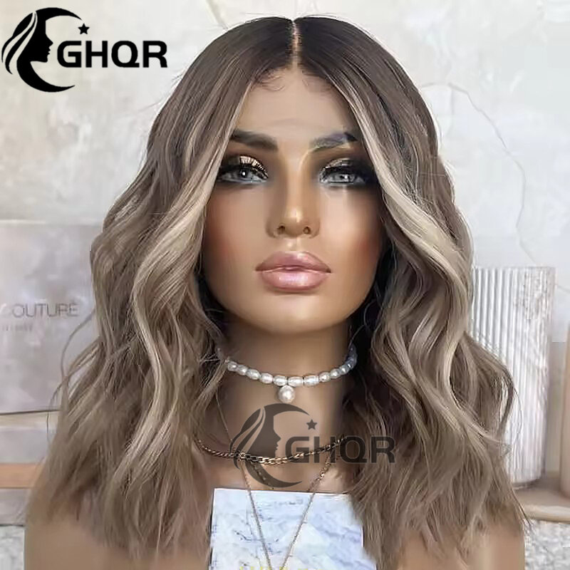 13x4 Ash Blonde Lace Front Wig Human Hair Highlight Natural Wave Colored Ombre Transparent 360 Lace Frontal Wigs Brazilian Gluel