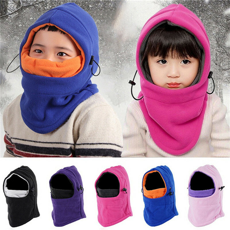 Winter Windproof Child Balaclava Outdoor Plush Padded Hat Motorcycle Ski Cap Full Face Masks Hats Kids Baby Warmer Mask Hat