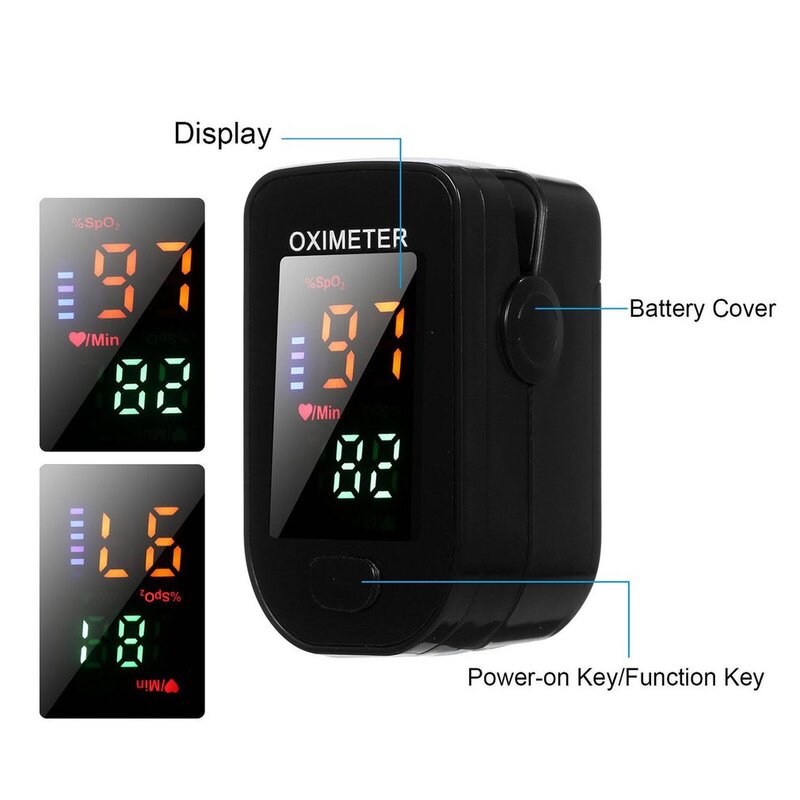Oximeter Digital Finger Pulse Oximeter LED Screen Finger Clip SPO2 PR Heart Rate Monitor Blood Oxygen Saturation Monitor