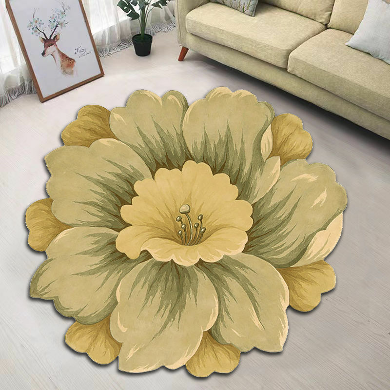 Tapis épais rond en forme de fleur, moquette de chevet de chambre à coucher, tapis de sol de maison, tapis de porte d'entrée pour salon
