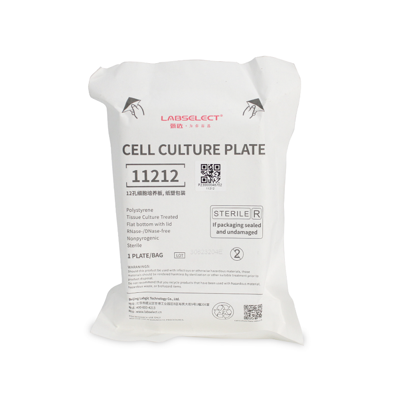 LABSELECT-Plaque de culture cellulaire 12 puits, emballage papier-plastique, 11212