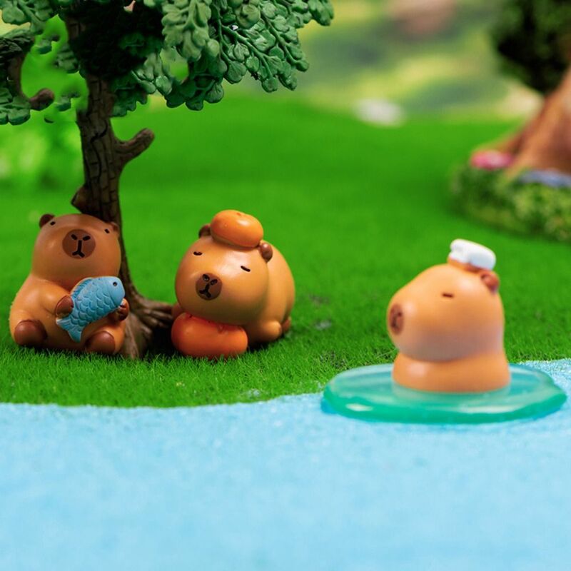 Estatua de Capybara de dibujos animados de resina, accesorios de Capybara en miniatura Multicolor, adorno de coche, Mini estatuilla de animales