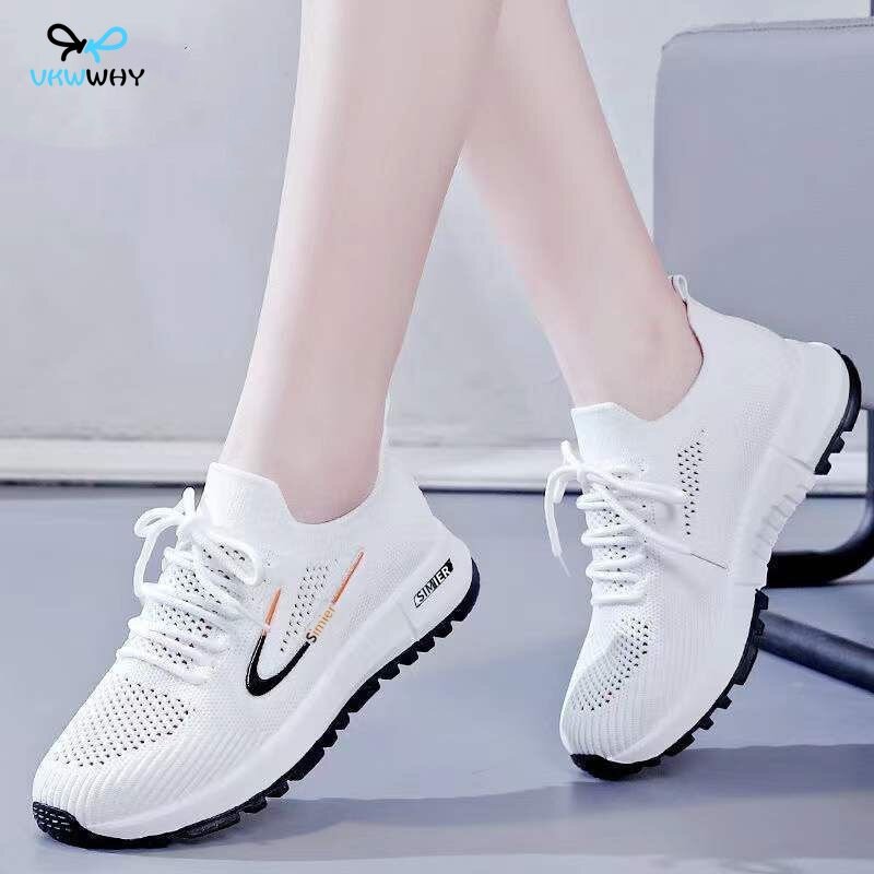 vkwwhy Summer Women's Shoes Fly Woven Mesh Casual Sports Professional Running Shoes Super Light Student Sneakers Breathable