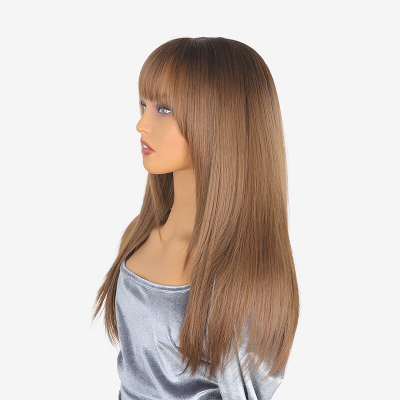 SNQP 60cm długa prosta brązowa peruka nowa stylowa peruka dla kobiet codziennie na imprezę Cosplay żaroodporna naturalny wygląd łatwa do noszenia