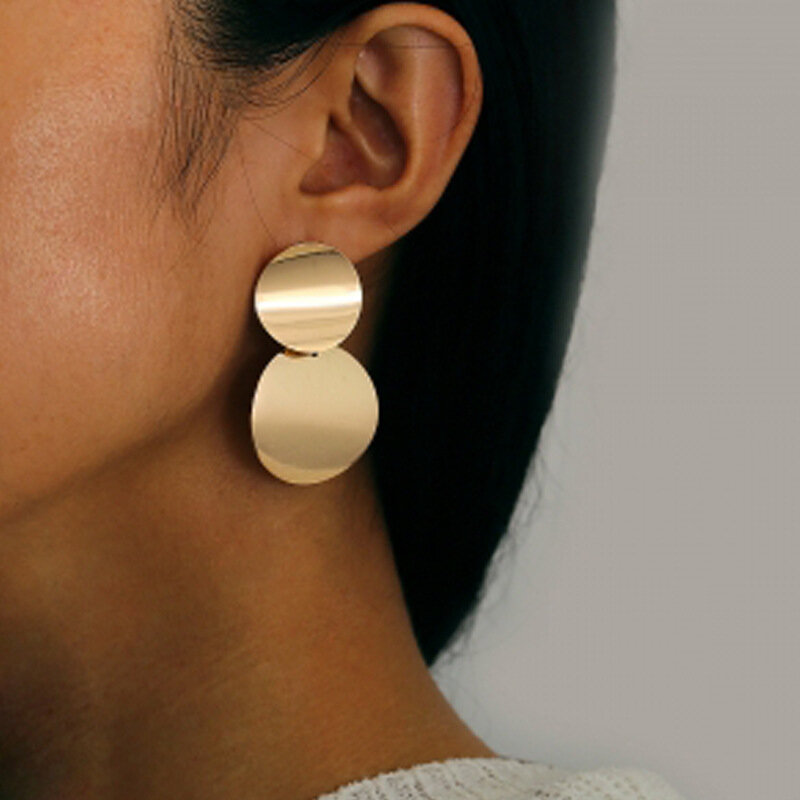 LATS New Fashion Round ciondola gli orecchini pendenti coreani per le donne orecchini geometrici rotondi a cuore Color oro 2021 gioielli da sposa di tendenza