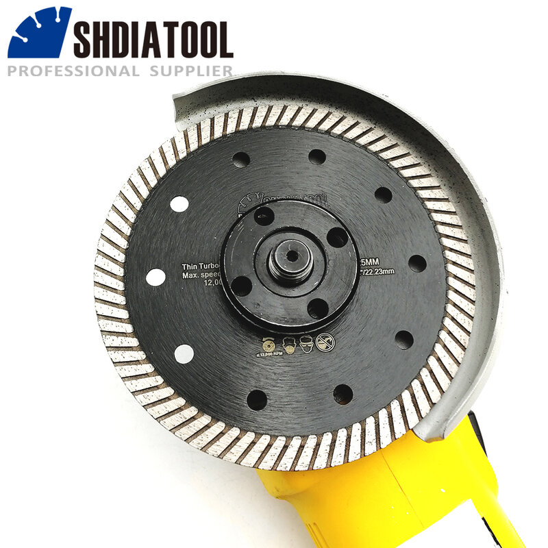 SHDIATOOL 1pc 105 /115/125mm Diamond Hot Pressed Superthin Turbo Blade Tile Ceramic Marble Cutting Disc Thickness 1.1-1.6mm