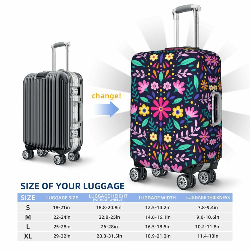 Colourful Floral Mexican Flowers Luggage Cover Elastic Travel Suitcase Protective Covers Suit For 18-32 inch