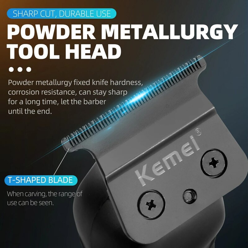Профессиональный триммер для бороды и волос от KEMEI, Беспроводная электрическая машинка для стрижки бороды