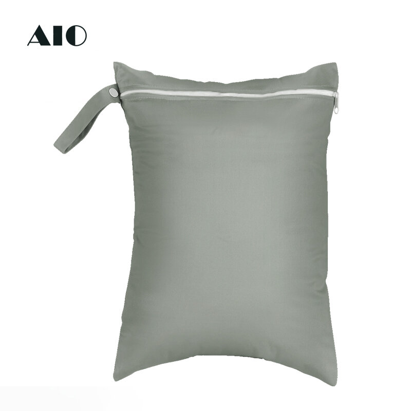 AIO 아기용 재사용 가능한 방수 습식 건조 기저귀 가방, 싱글 포켓 핸들 백, 단색, 30x40cm, 1 개