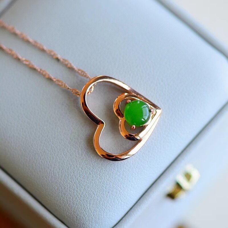 S925 Silver Hetian Jade Pendant Natural Stone Amulet Mascots Pendants Womens Clavicle Chain Necklace Charm Jewelry Stylish Girls