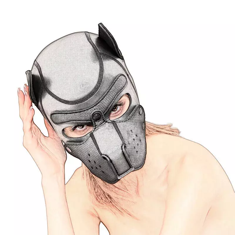 XL Code masker kepala penuh Pria Wanita, masker Cosplay anak anjing ukuran besar dengan telinga untuk bermain peran anjing