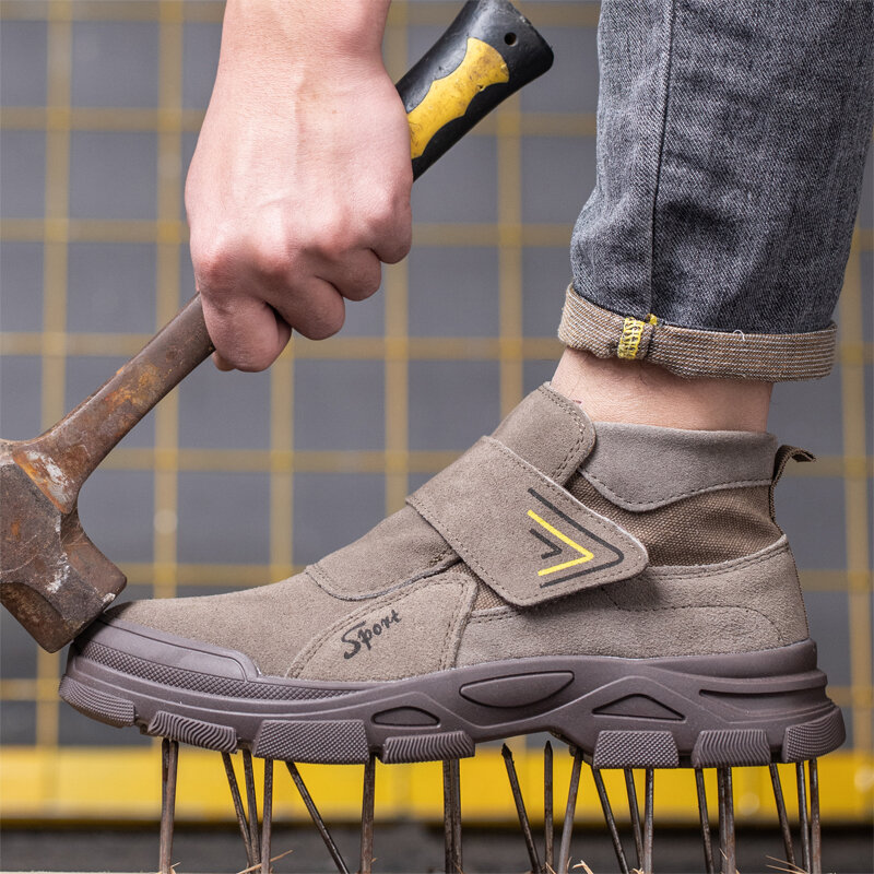 Botas masculinas de construção anti-quebra, sapatos de segurança anti-perfuração, botas de aço, à prova de escaldão, soldagem indestrutível