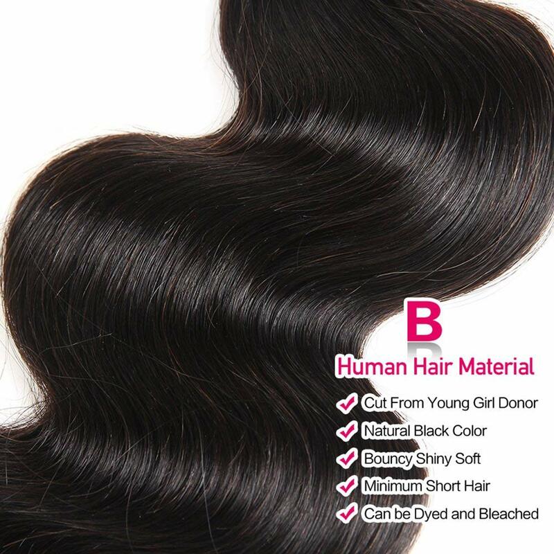 Pacotes brasileiros do Weave do cabelo humano, preto natural, extensões do cabelo de Remy, onda do corpo, 1, 3, 4 PCes, 12A, 8-28"