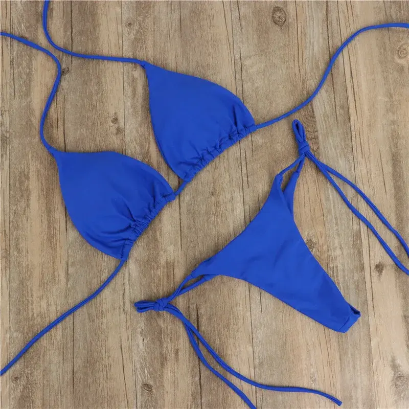 Sommer sexy feste Bikini-Sets Frauen binden Seite G-String Tanga Badeanzug weibliche Bandage Badeanzug brasilia nische Bade bekleidung Biquini
