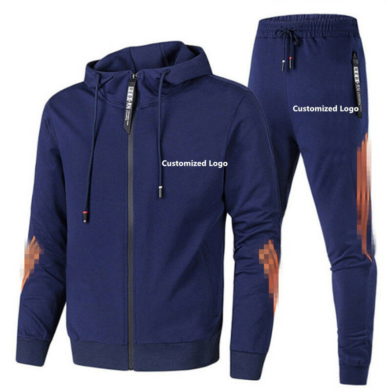 Spring Autumn Men Tracksuit Sets Hooded Pullover + Sweatpants Sports Suit Casual Jogger Sportswear 2 Pcs Male Streetwear Sets  ﻿