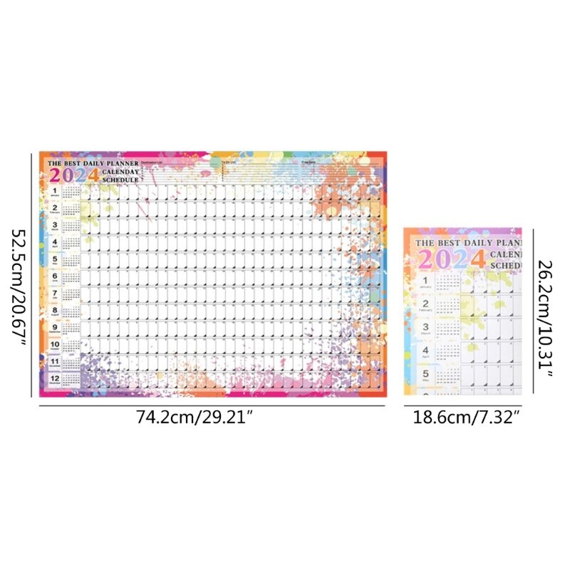 2024 Wall Calendar Planner Sheet annuale mensile settimanale Daily Planner To Do List Hanging Agenda Schedule Office