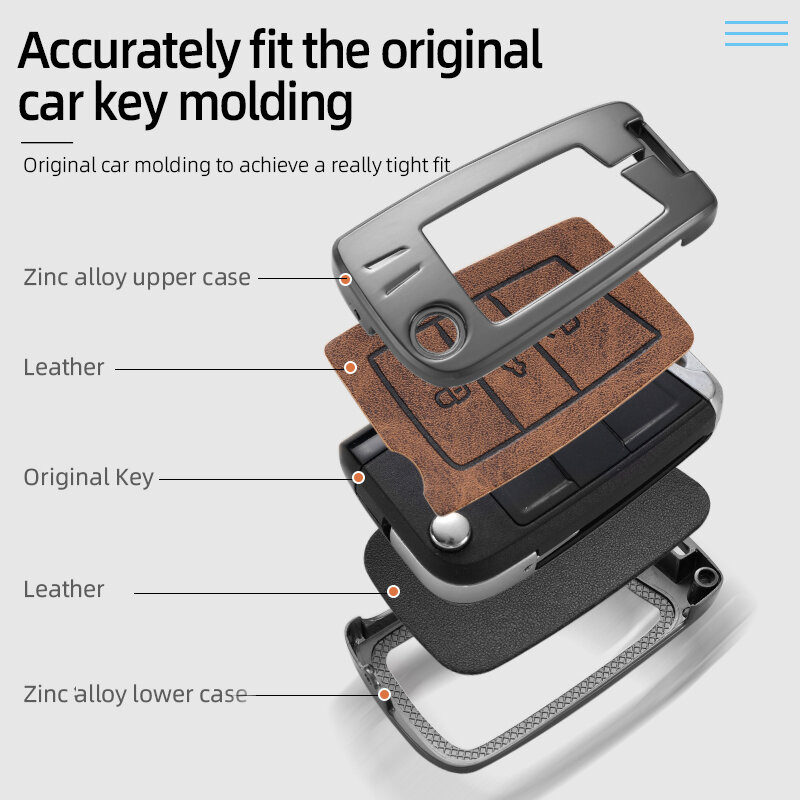 Juste de clé de voiture en alliage de zinc, coque de protection pour clé sans clé à distance, accessoires pour VW Id4 Polo Golf Touran Smart, 3 boutons