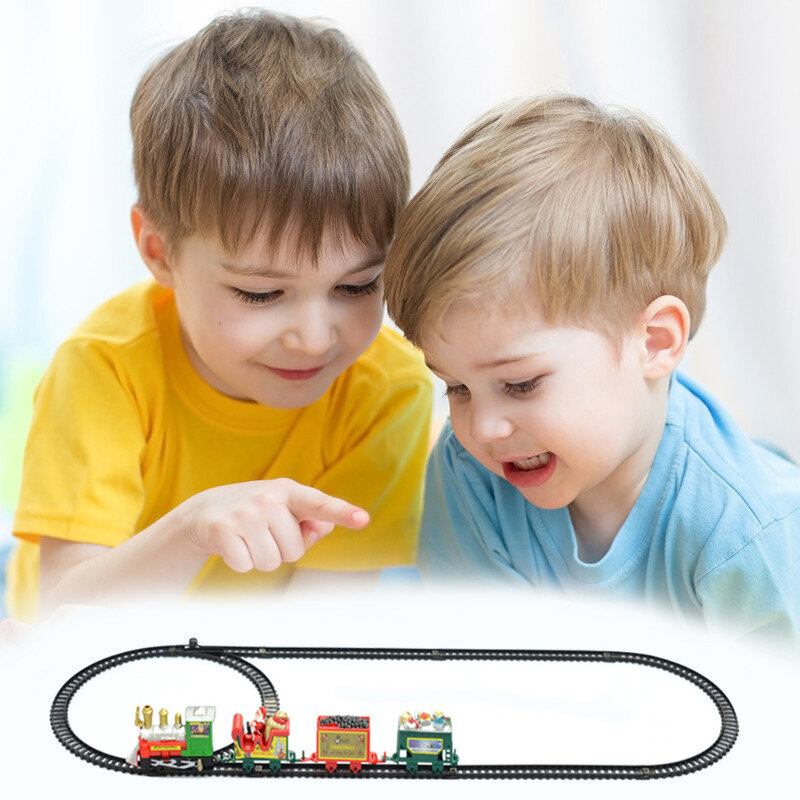 Treno di natale ferroviario con kit ferroviari per treni elettrici sonori regalo per bambini
