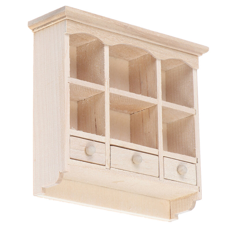 1Pc 1/12 Scale Wood Miniature Closet Hanging Cabinet Shelf Model Dollhouse Furniture Decor
