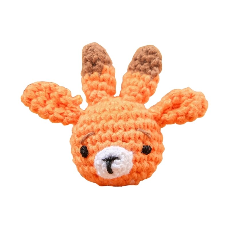 Crochet Animal Head Accessory Part for DIY Baby Pacifier Chain Knitted Teething Toy Chewing Gift for Toddler Boys Girls