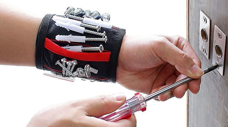 Magnetyczne opaski na rękę słaby magnetyzm trzyma zestaw śrub bransoletka ruch magnetyczny do wiercenia paznokci Manager do przechowywania nadgarstka elektryk