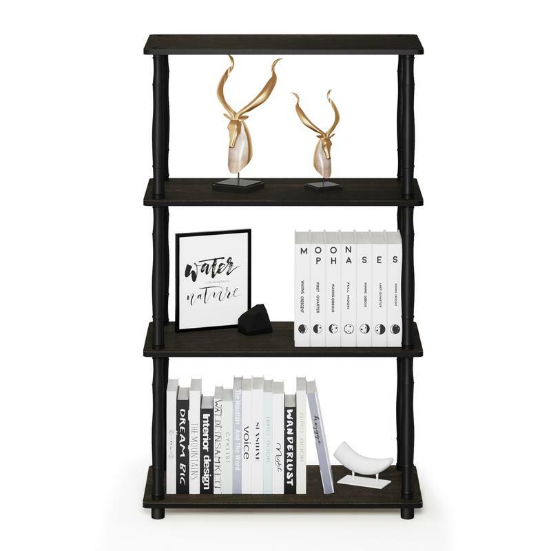 Multipurpose Shelf Display Rack with Classic Tubes, Espresso/Black, 18034EX/BK Organiser Plastic Organiser Plastic Wood Wooden