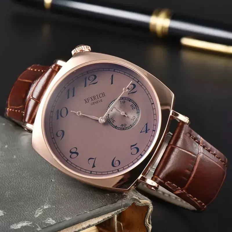 Новые оригинальные Брендовые Часы для мужчин, Классические наручные часы с кривым циферблатом, роскошные мужские кварцевые часы из цельной стали