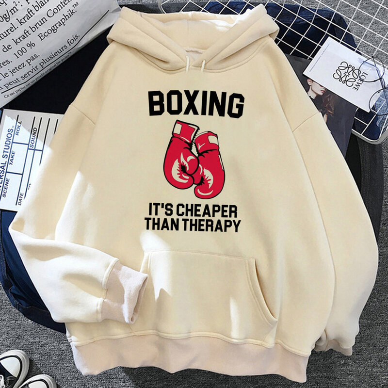 Boxing hoodies women 90s funny y2k aesthetic hoddies female vintage pulls