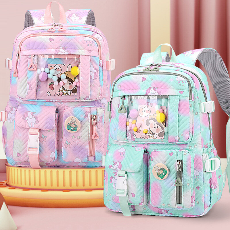 Школьный ранец с мультипликационным рисунком для девочек-подростков, Женский дорожный рюкзак для детей, школьный портфель для начальной и старшей школы для подростков