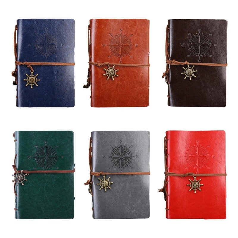 Lederen dagboek reiziger notebook 150 pagina's losse blad dagboek, cadeau voor mannen