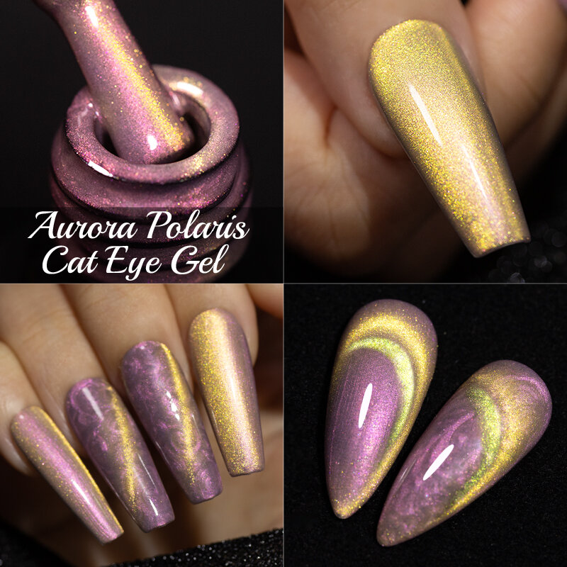 Bozlin 7,5 ml Aurora Polaris Cat Magnet gel zweifarbig Cat Eyeliner Effekt semi permanente UV-Gel Nail Art keine Grundfarbe erforderlich