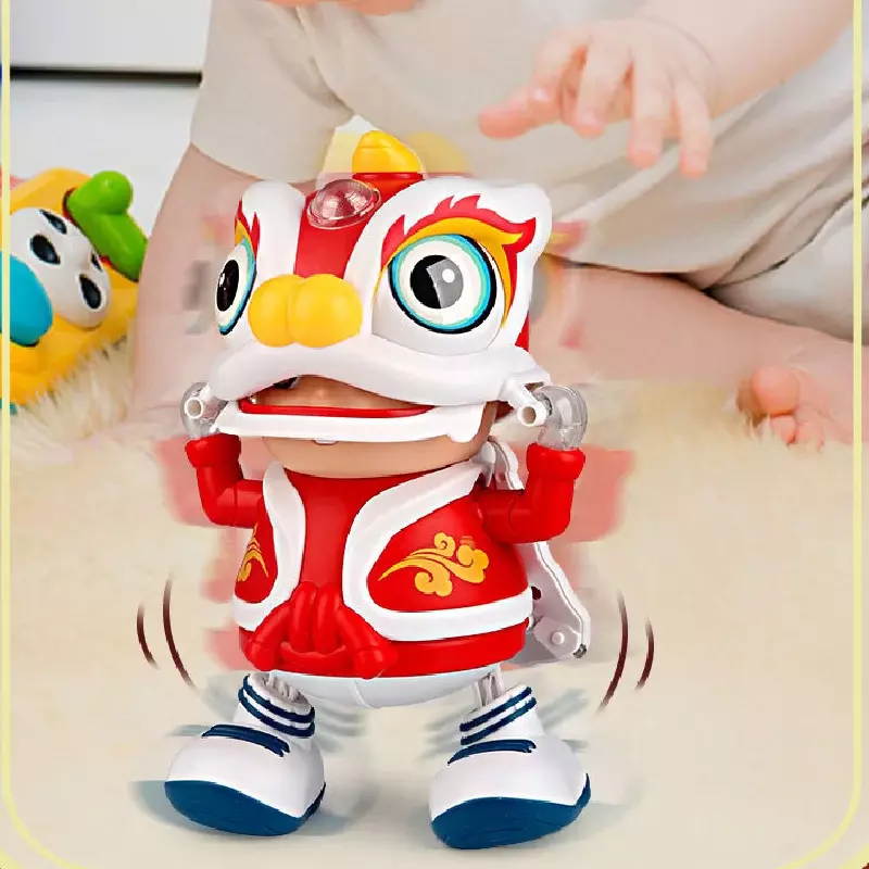 Elettrico luminoso musica leone danza Robot giocattolo cartone animato oscillante leone danza ragazzo giocattolo festa di capodanno bambini Puzzle giocattolo interattivo regalo