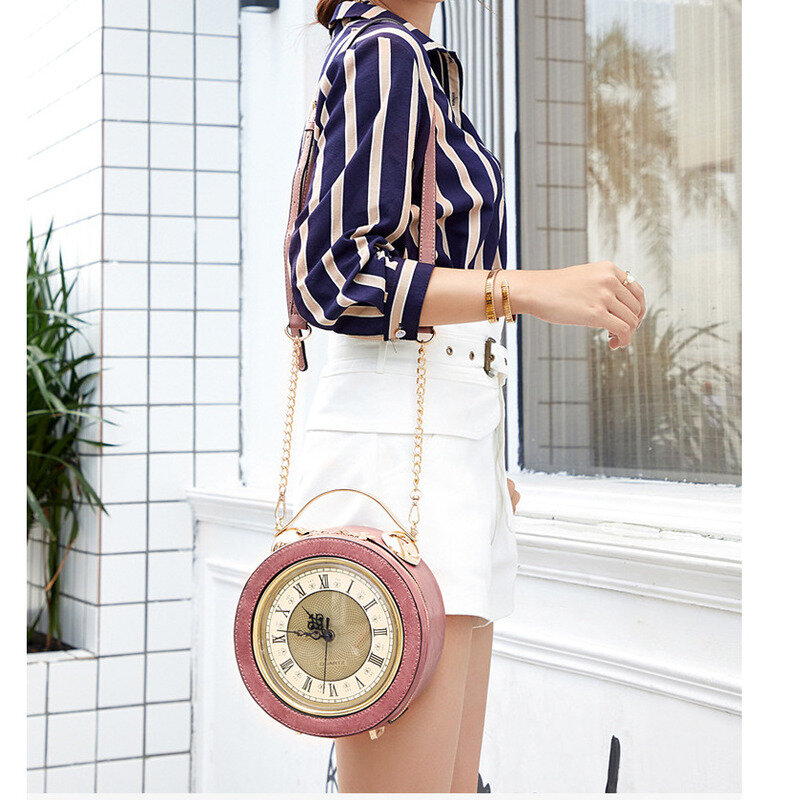 Сумка через плечо ручная на цепочке маленькие круглые часы Стильная Повседневная сумка для женщин Высококачественная сумка-мессенджер Универсальная роскошная