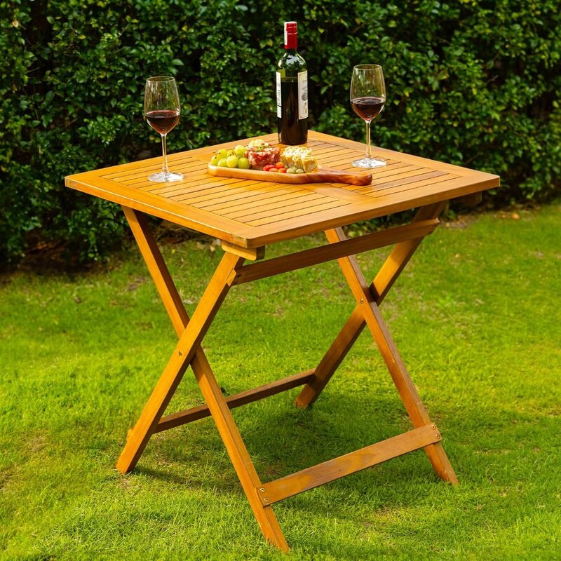 Outdoor Bistro Dining Table Heavy Duty 270lbs Capacity, FSC Acacia Wood, Elegant & Minimalist Garden, Backyard, Porch, Patio