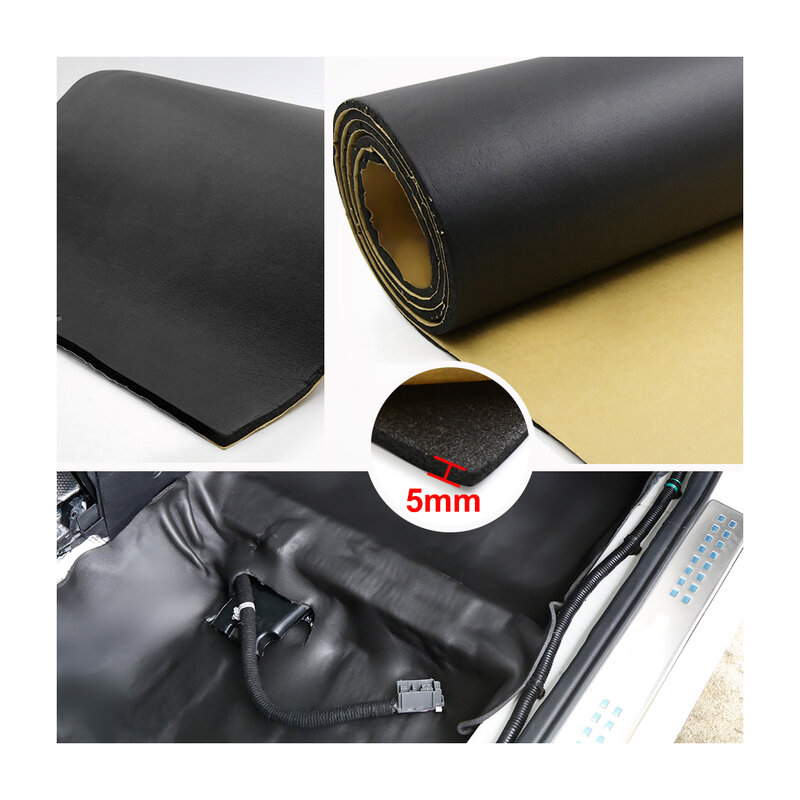 Uxcell-espuma acústica para puerta trasera de coche, alfombrilla amortiguadora de aislamiento acústico, almohadilla de reducción de ruido, color negro, 200x50cm, 5mm, 8mm, 10mm, 10,76 pies cuadrados