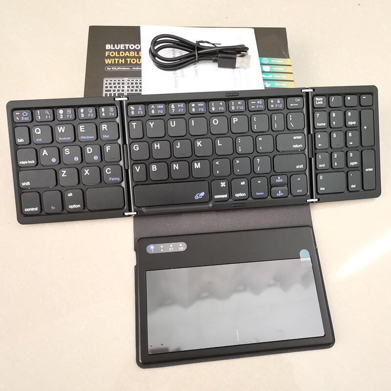 2023 портативная Bluetooth клавиатура, беспроводные складные клавиатуры со встроенной тачпадом для IOS, Android, Windows pad, планшетов