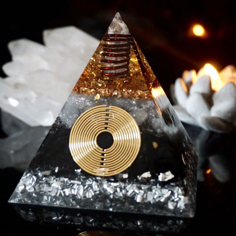 Obsydian naturalny biały kryształ orgonit medytacja uzdrawiająca energia Orgone piramida chakra biżuteria święta geometria dla orgone