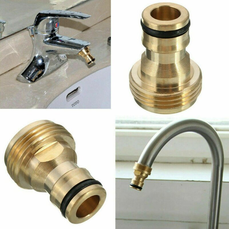 Male And Female Connector Solid Brass Joiner Kitchen Universal Adapter Connector Mixer Garden Golden & Silvery