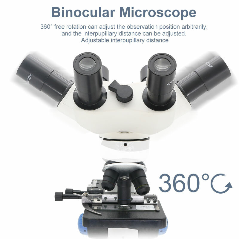 Microscope binoculaire 2000x, Microscope biologique éclairé par LED, expérience scientifique éducative pour étudiant avec Clip pour Smartphone