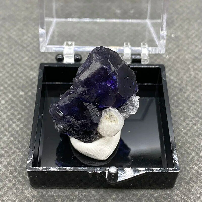 100% натуральный полигедрал Танзанит сине-фиолетовый флюорит кластер минералов образцы драгоценных камней и кристаллов + Размер коробки: 3,5 см