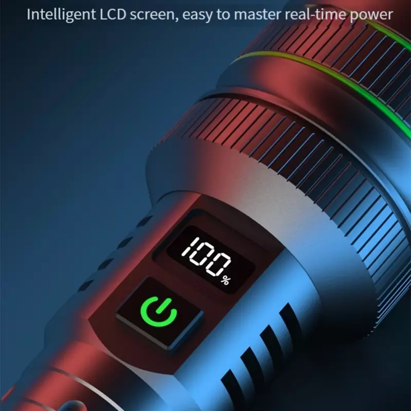 Senter LED Laser putih jarak jauh, 10000LM, 1500 26650 MA Baterai USB isi ulang taktis portabel lentera