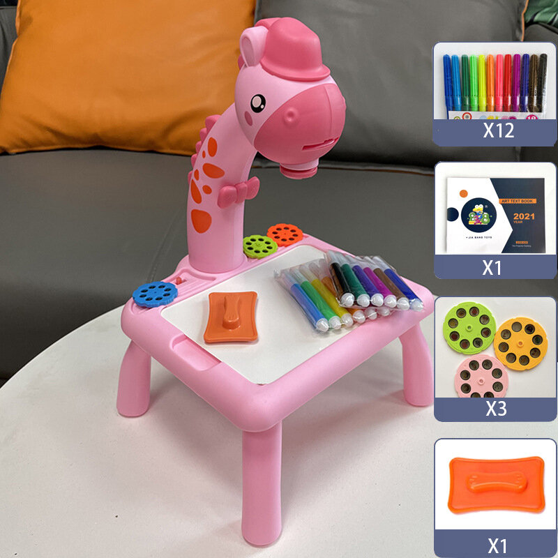 어린이 LED 프로젝터 드로잉 테이블 장난감 그림 세트, 테이블 교육 보드 학습 도구, 어린이 그림 장난감