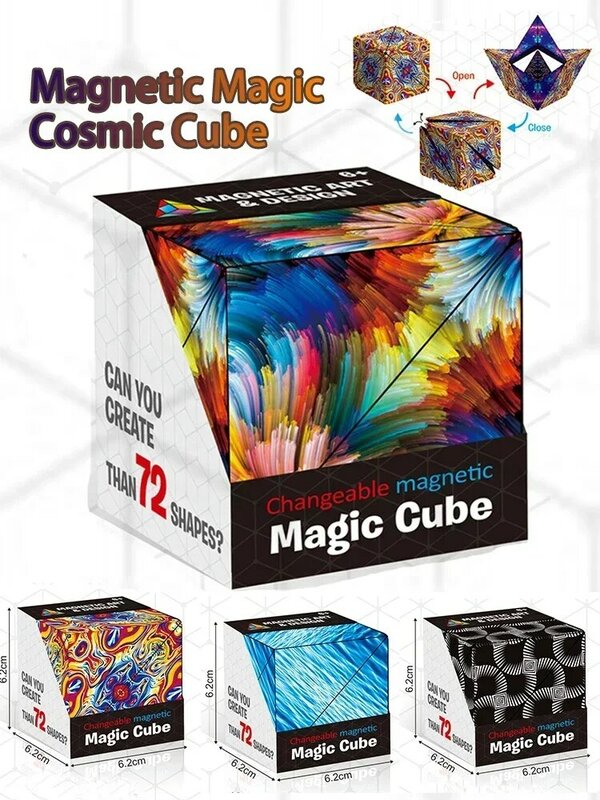 Magnetic Magic Cube Variety Geometric Changeable Magic Cube Anti Stress 3D Hand Flip Puzzle Cube Kids Stress Reliever Fidget Toy