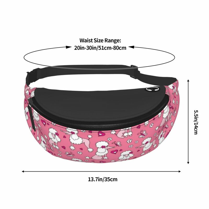Niedliche Pudel Hund Muster Gürtel tasche Männer Frauen benutzer definierte Umhängetasche für Radfahren Camping Telefon Geldbeutel