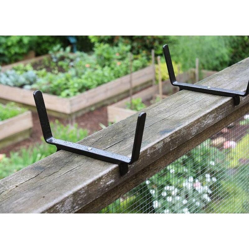 Wrought Iron Flower Box Brackets Stable Durable Black Coated 9.75'' 5'' Balcony Deck Container Garden Achla Designs Galvanized
